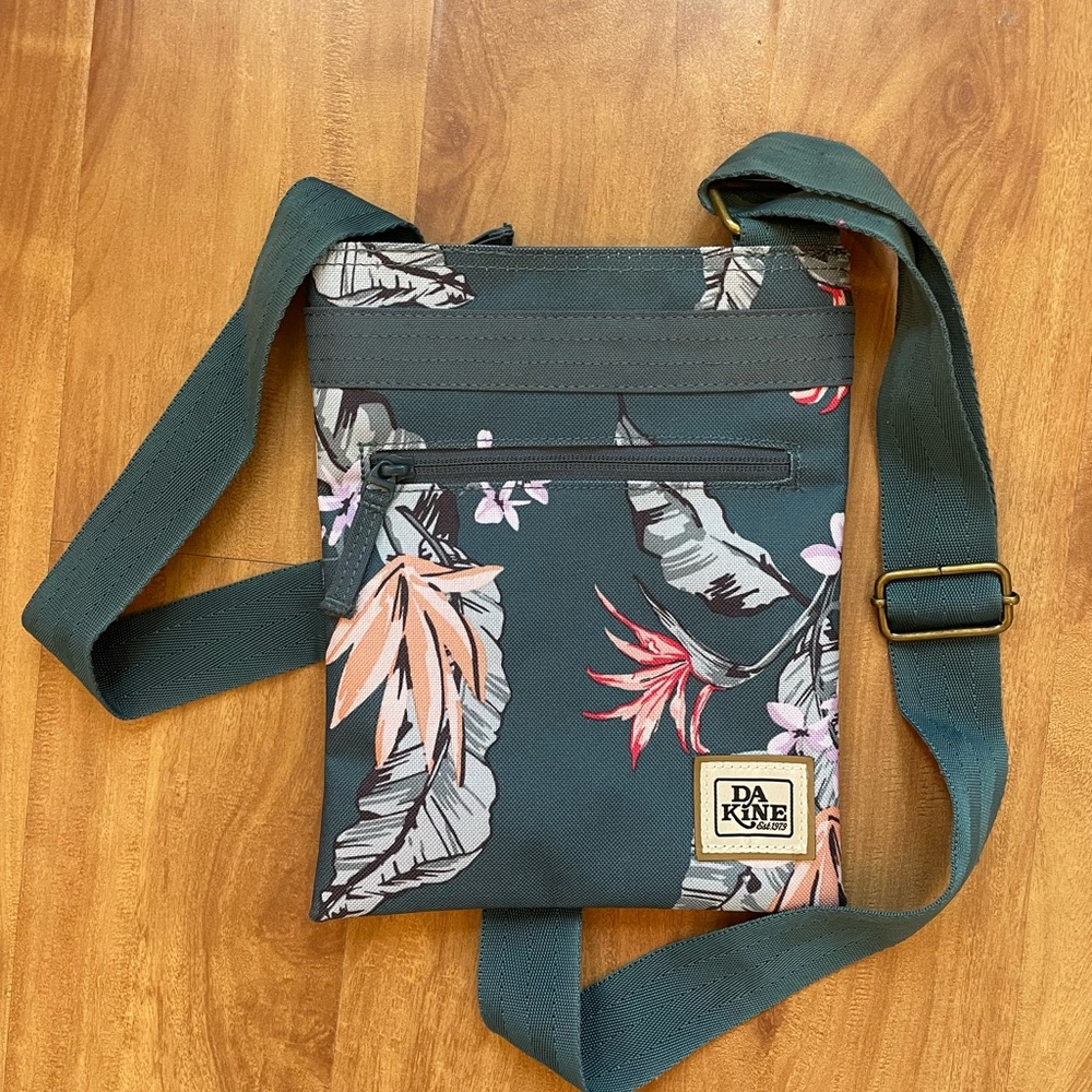 Dakine Green and Pink Crossbody Bag with Floral Design